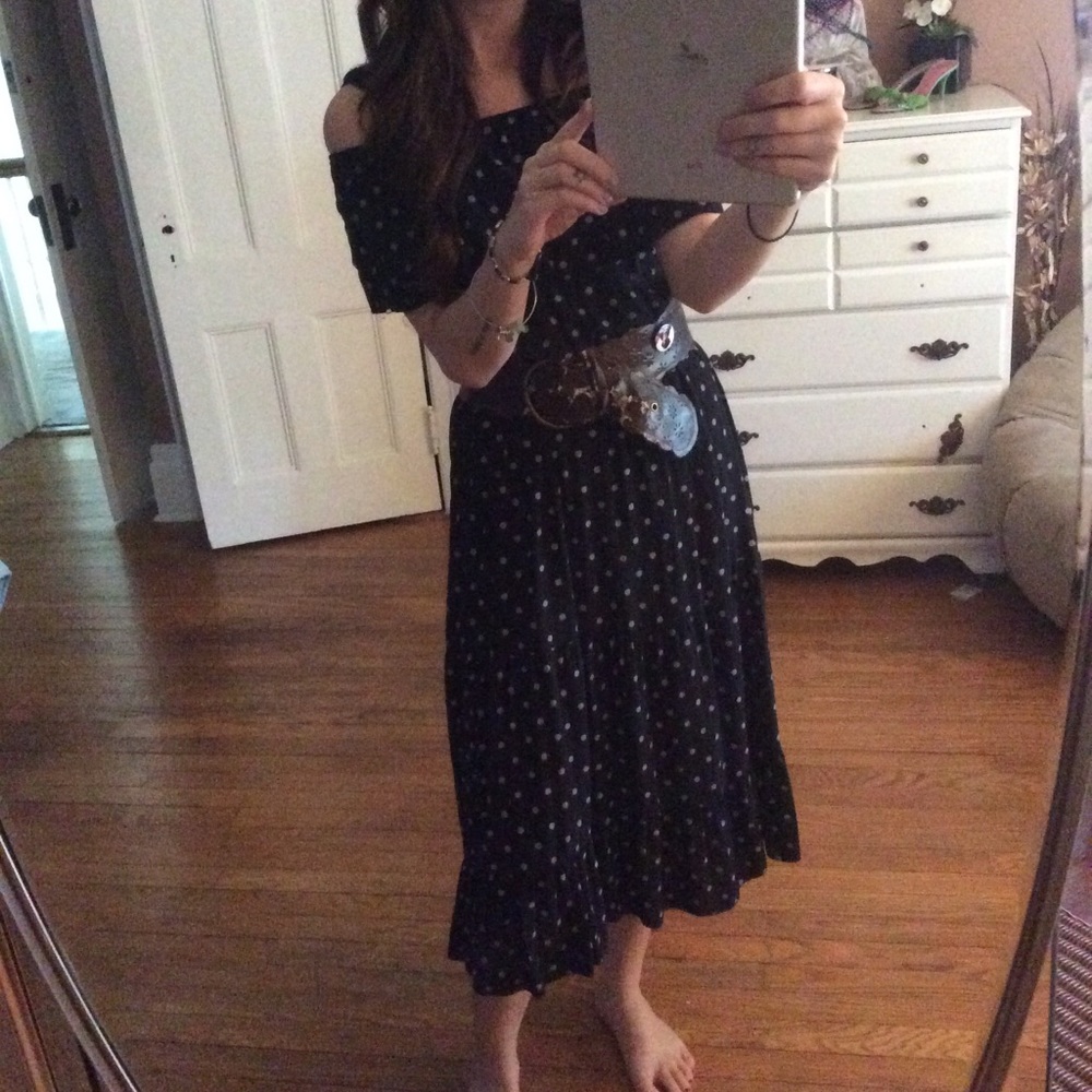 Black polka dot dress